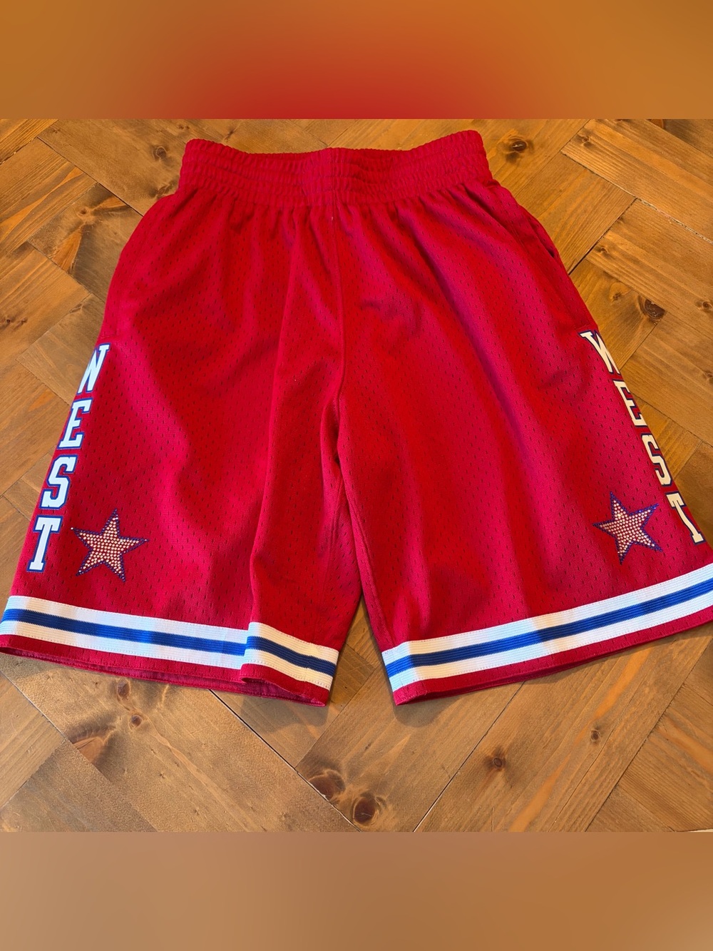 Mitchell & Ness NBA All-Star West Red Rhinestone Swingman Shorts - Men’s XS